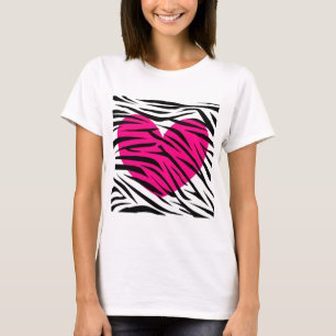 Camiseta Rayas del corazón y de la cebra de las rosas