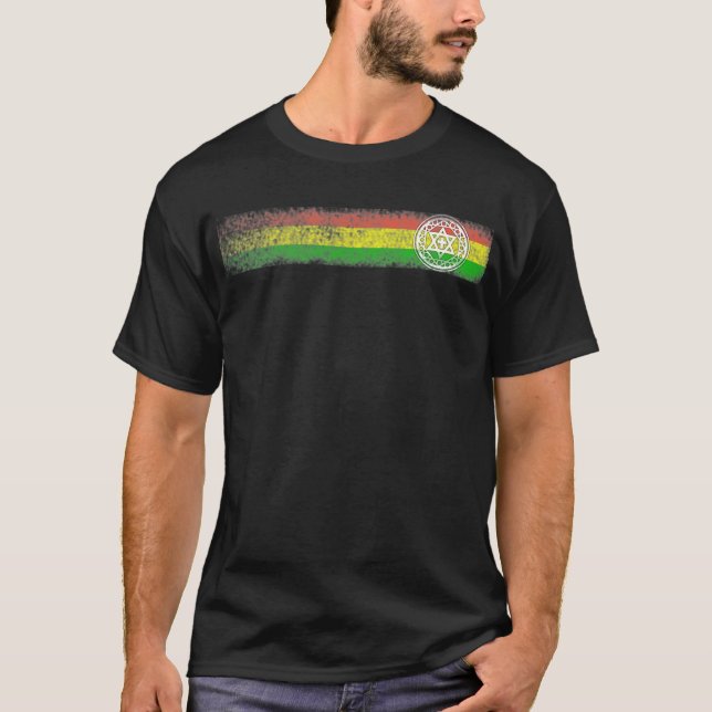 Camiseta Rayas del reggae de Rasta con la estrella y la (Anverso)