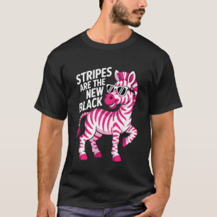 Camiseta Rayas es lo nuevo negro con cebra rosa