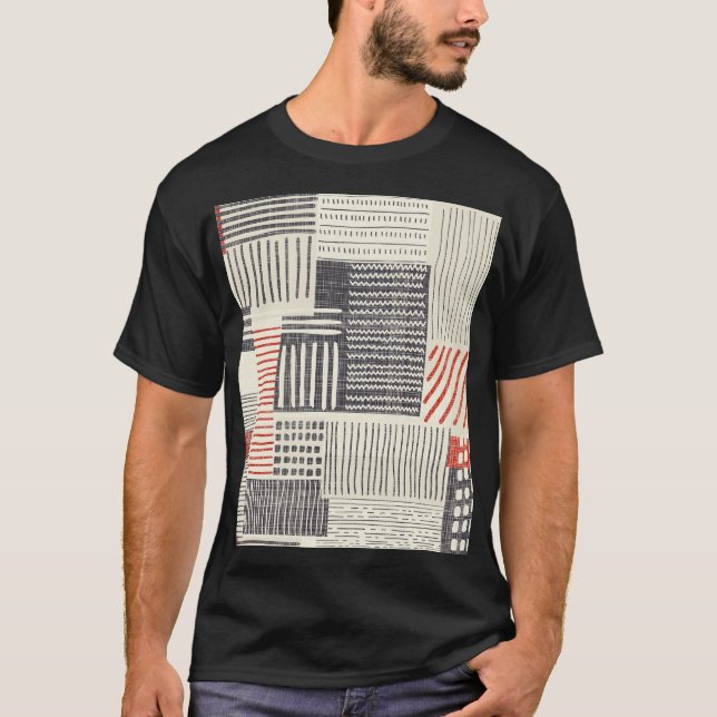 Camiseta Rayas geométricas dibujadas a mano, patrón ininter (Anverso)