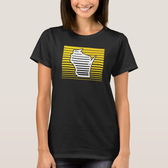 Camiseta Rayas Gradiente Retro de Milwaukee Wisconsin (Anverso)