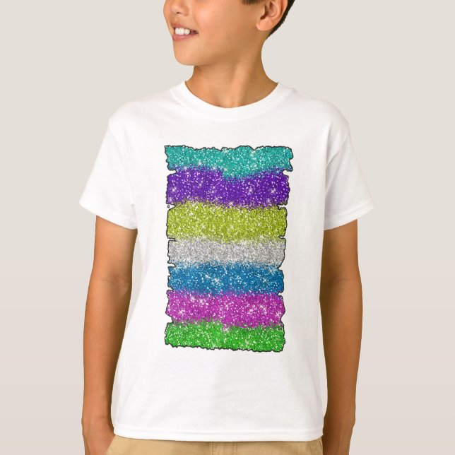 Camiseta Rayas Purpurinas de arcoiris (Anverso)
