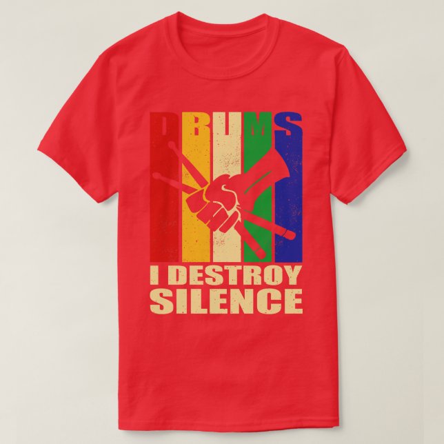 Camiseta Rayas retro Destruyo tambores de silencio (Diseño del anverso)
