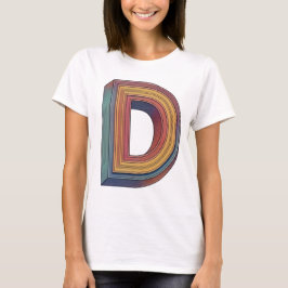 Camiseta Rayas retro dinámicas Alfabeto 'D'