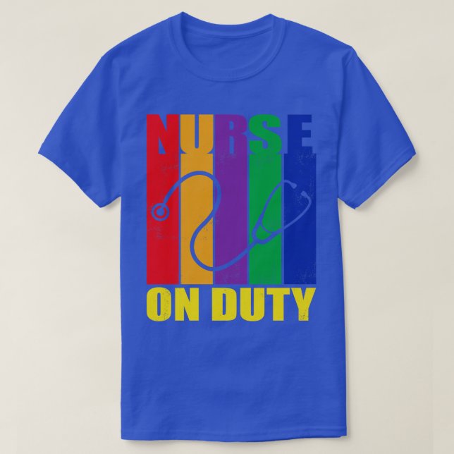 Camiseta Rayas Retro En Enfermero De Servicio (Diseño del anverso)