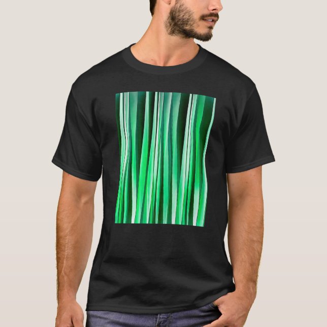 Camiseta Rayas verticales artísticas Aguamarina Hues verdes (Anverso)