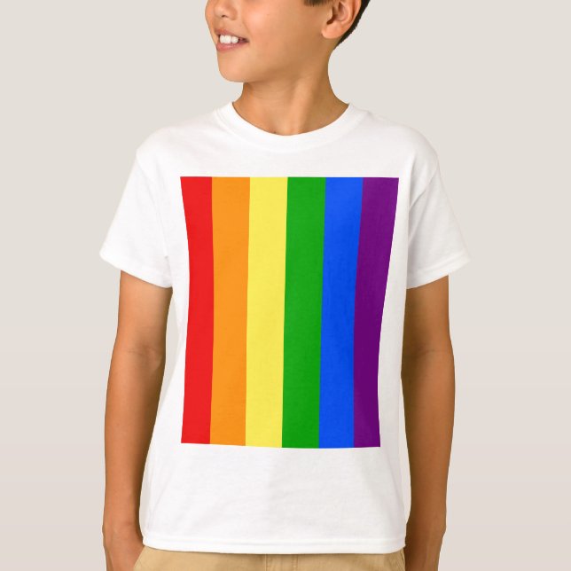 CAMISETA "RAYAS VERTICALES DEL ARCO IRIS " (Anverso)