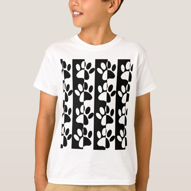 Camiseta Rayas Y Tiras De Perro Negros Y Blancos (Anverso)