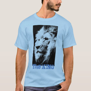 Camiseta Rayo azul claro moderno cabeza de león blanco pop 