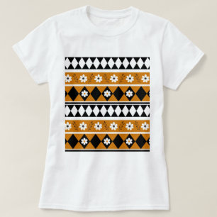 Camiseta Rayo de borde Flor Diamante Boho Patrón floral