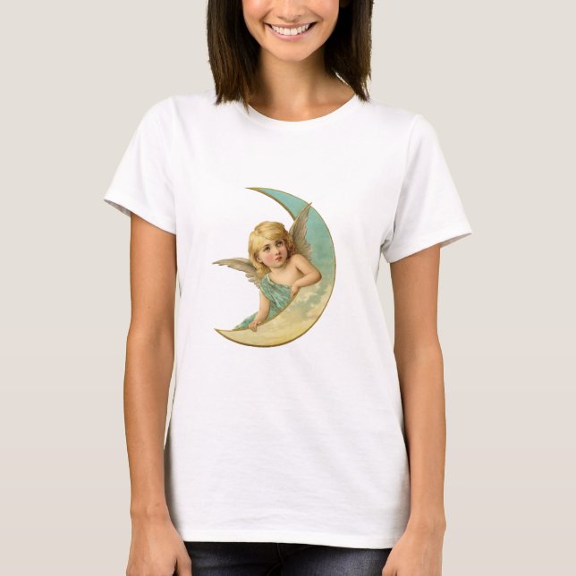 Camiseta Rayo de luna - ángel y collage de la luna (Anverso)