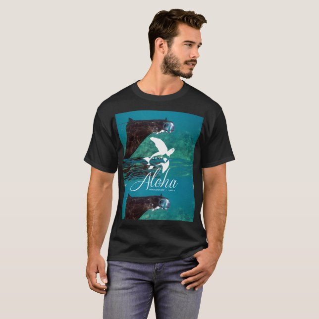 Camiseta Rayo de Manta de Hawaii de la bahía de Hanauma (Anverso completo)