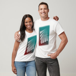 Camiseta Rayos blancos en verde azulado burdeos