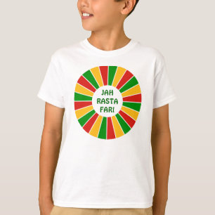 Camiseta RAYOS DE BOTÓN DE BANDERA RASTAFARI + tu signo o t