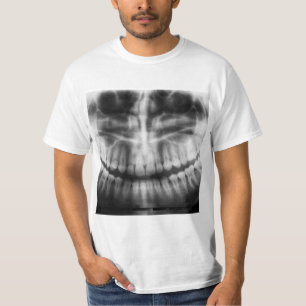 Camiseta Rayos X Dientes Boca Sonríe Negro y Blanco