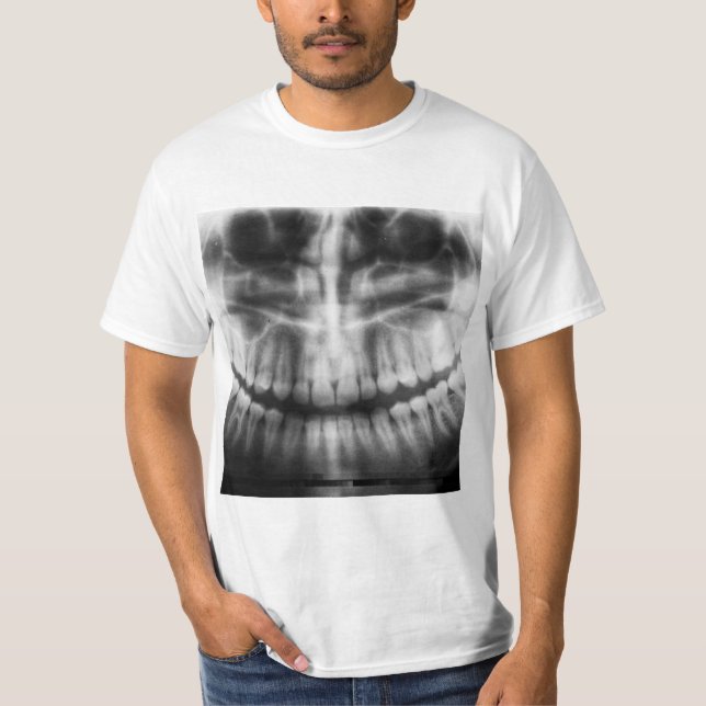 Camiseta Rayos X Dientes Boca Sonríe Negro y Blanco (Anverso)