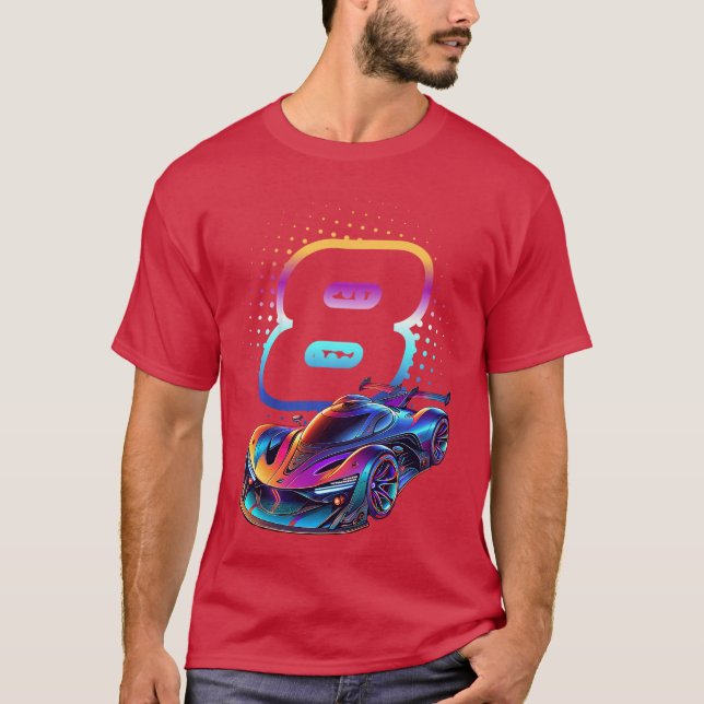 Camiseta Raza de 8 años 8 cumpleaños Futurista Carreras Rac (Anverso)