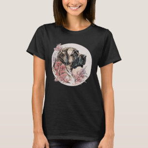 Camiseta Raza de perro de mástica inglesa con flores de cer
