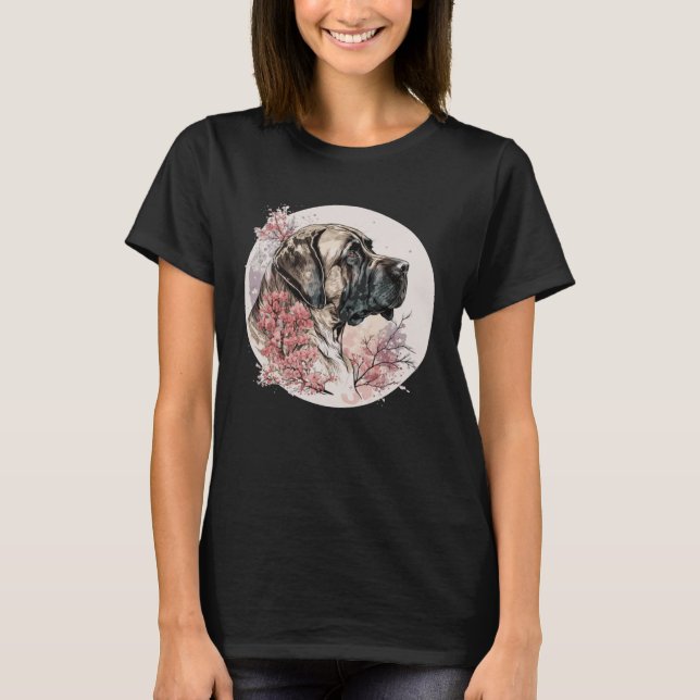 Camiseta Raza de perro de mástica inglesa con flores de cer (Anverso)