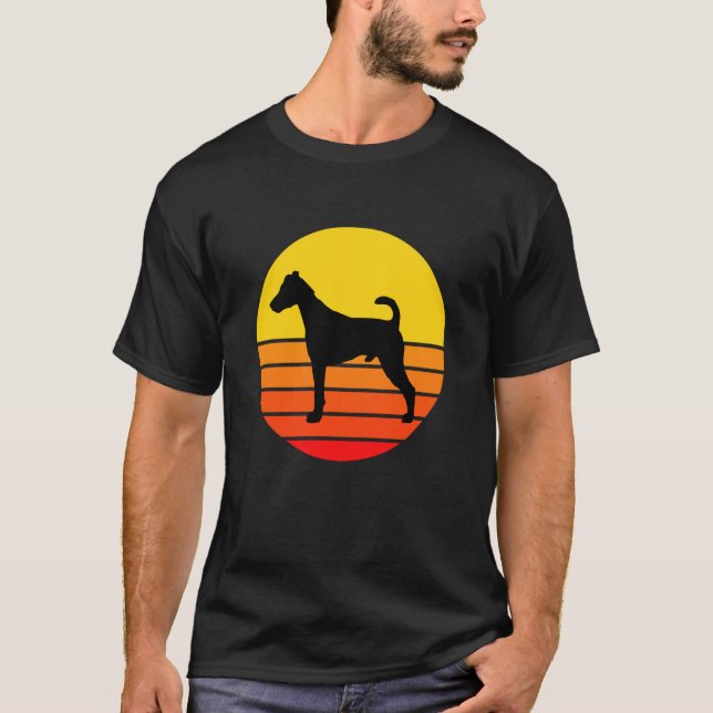 Camiseta Raza de perro Fox Terrier Silueta de perro Retro V (Anverso)