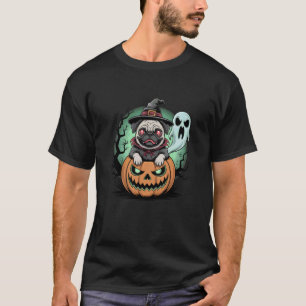 Camiseta Raza de Pug Divertida Mascota Calabazas de Hallowe