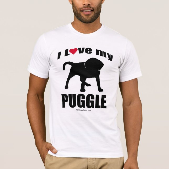 CAMISETA "RAZA DEL PERRO" - PUGGLE - "AMO MI PUGGLE " (Anverso)