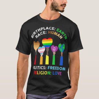 Camiseta Raza LGBT lugar de nacimiento humano tierra religi
