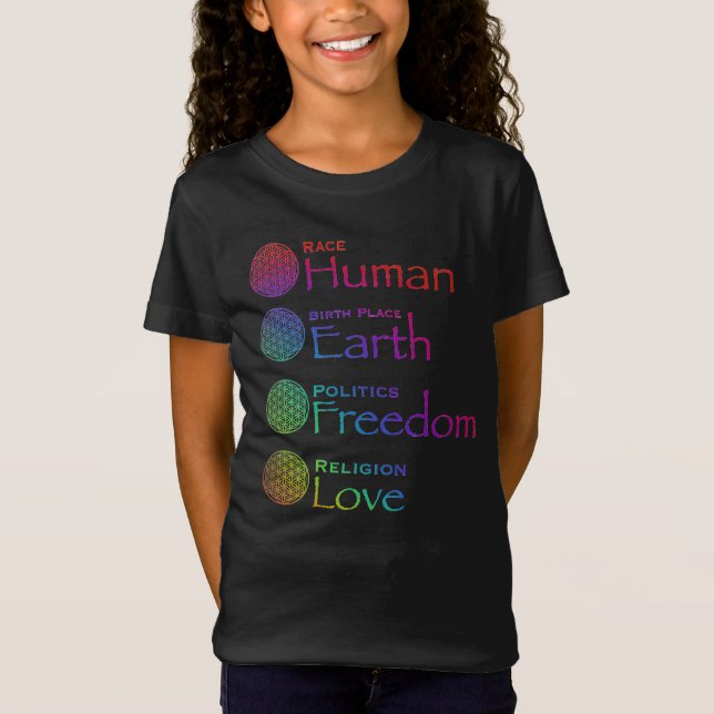 Camiseta Raza: Lugar de nacimiento humano: política de la T (Anverso)