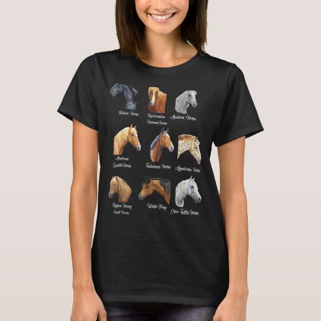 Camiseta Razas de caballos Cabalgata ecuestre para niñas (Anverso)