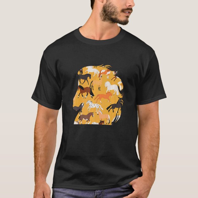 Camiseta Razas de Caballos Cabeza de Caballo Amarillo (Anverso)