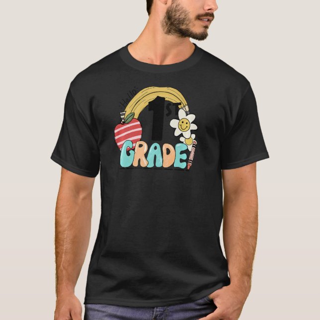 Camiseta Razas florales en profesora de primer grado Retro  (Anverso)