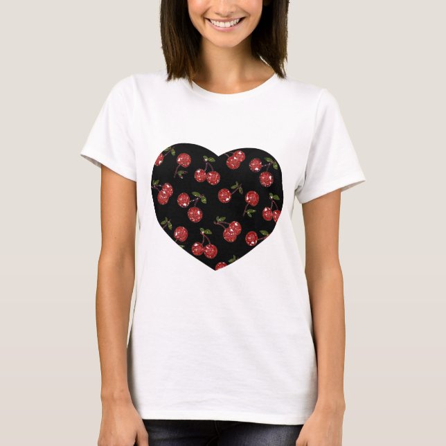 Camiseta RB Rockabilly Muy cereza cerezas en negro (Anverso)