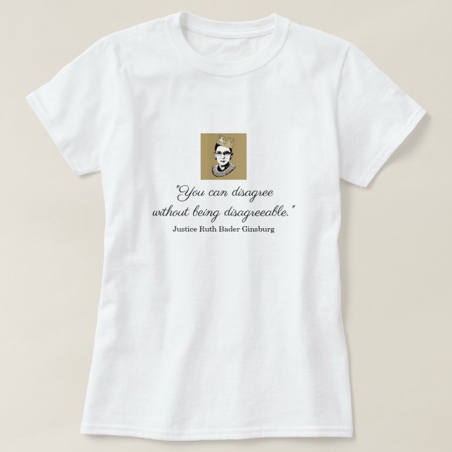 Camiseta RBG, cita de desacuerdo, blanco (Diseño del anverso)