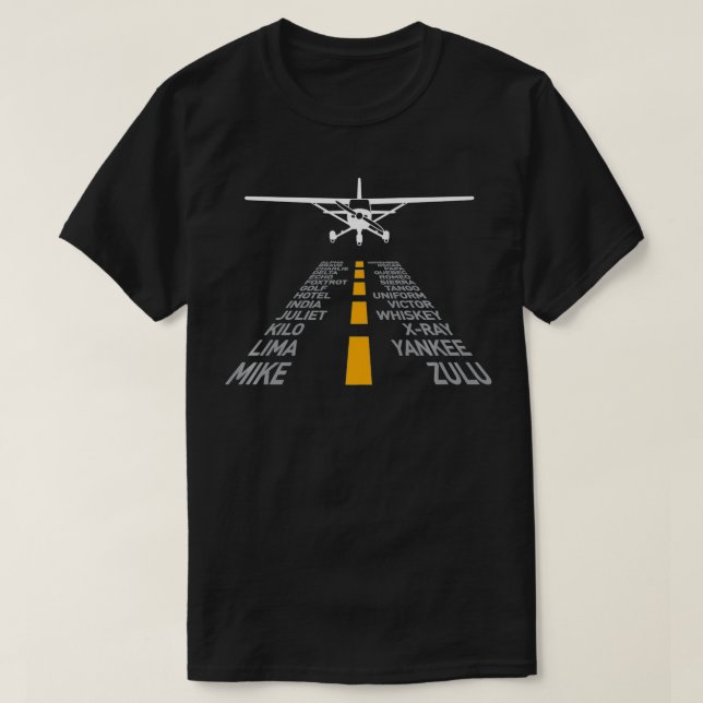 Camiseta RC Plane Pilot Airport Runway Phonetic Alphabet Sm (Diseño del anverso)