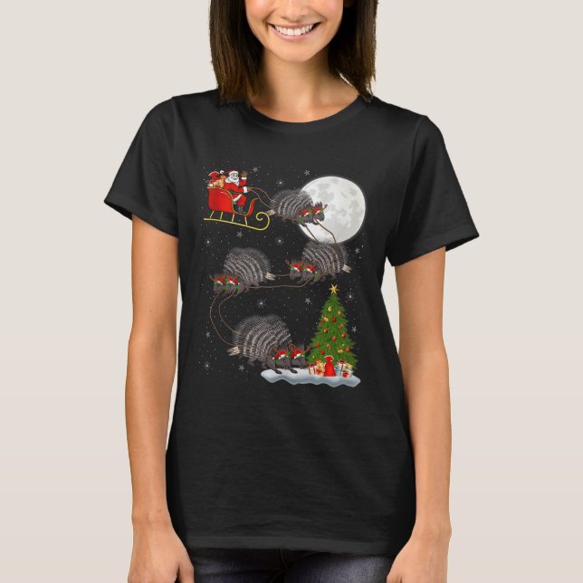 Camiseta Rcune Santa Sleigh Flying Funny Magical Christmas  (Anverso)