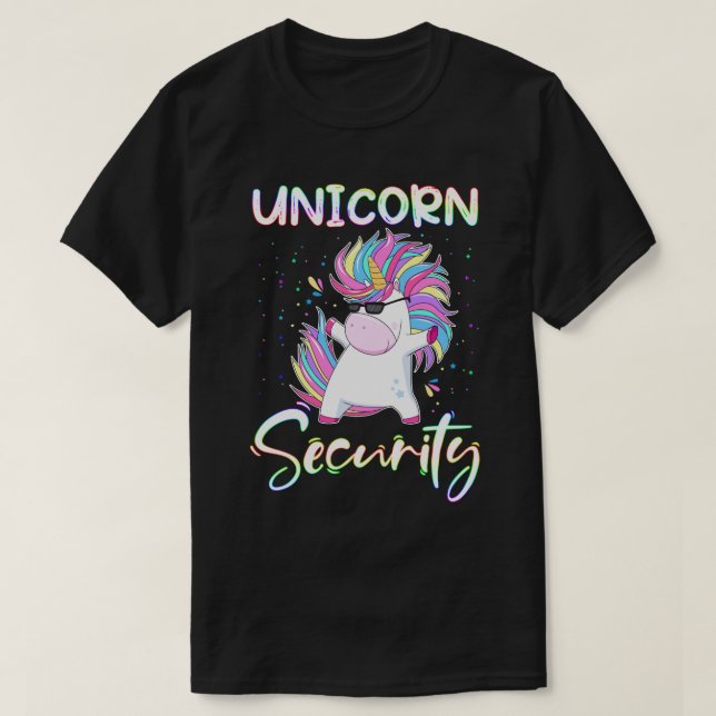 Camiseta RD Unicorn Security Rainbow Muscle Manly Funny  (Diseño del anverso)