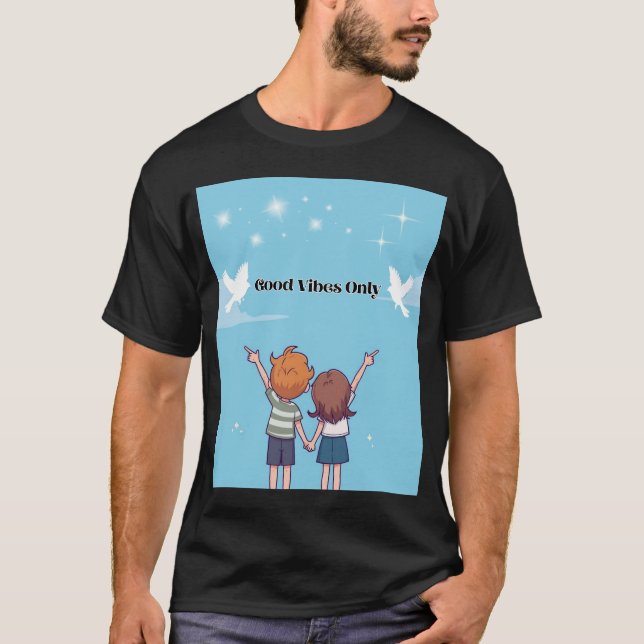 Camiseta "Reach for the Sky – Motivational Cartoon T-Shirt  (Anverso)