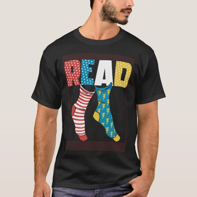 Camiseta Read Books Wacky Socks Reading Teacher Book Nerds (Anverso)