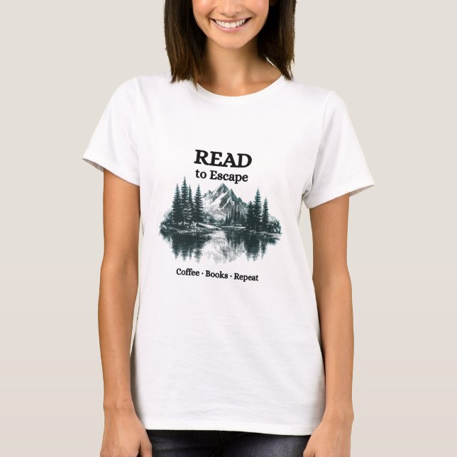 Camiseta Read to Escape – Coffee·Books·Repeat Shirt  (Anverso)