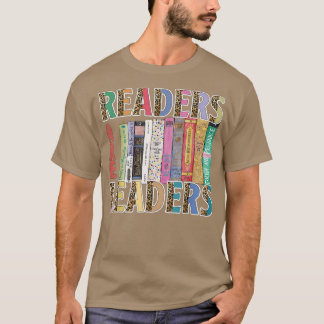 Camiseta Readers Are Leaders Boho Leopard Book Lover Back T