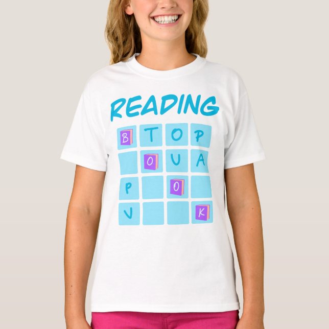 Camiseta Reading Book Crossword Typography Design for Book  (Anverso)