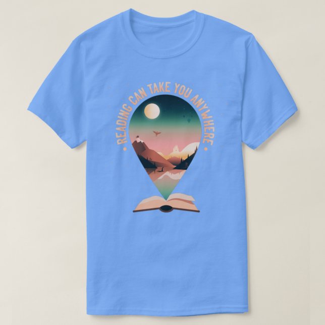 Camiseta Reading can take you anywhere book reading lover b (Diseño del anverso)
