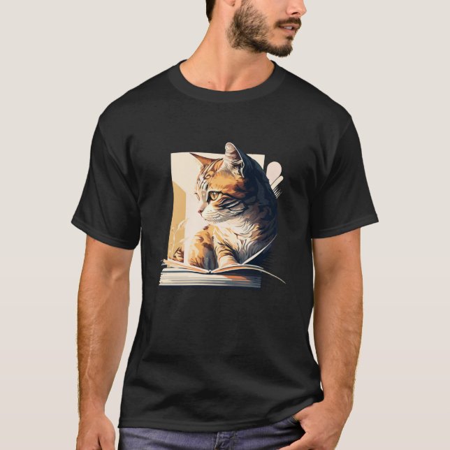 Camiseta Reading Cat Book Lover Cat Lover Bookworm Cat Owne (Anverso)