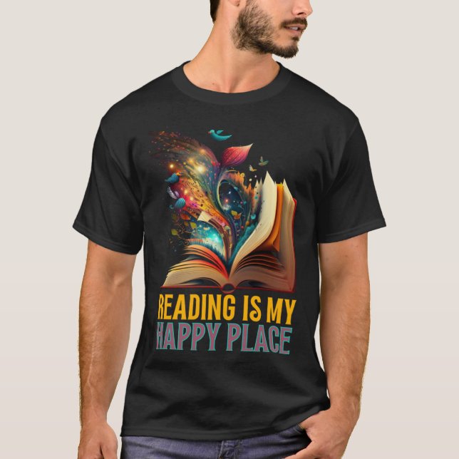 Camiseta Reading is my Happy Place Book Nerd Bookworm Libra (Anverso)