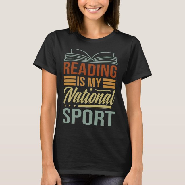 Camiseta Reading Is My National Sport   Librarian  Book (Anverso)