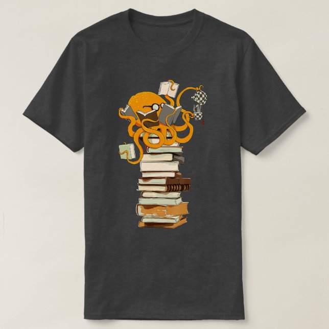 Camiseta Reading Octopus tea coffee and books gift  (Diseño del anverso)