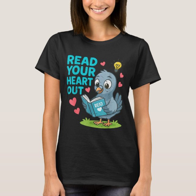 Camiseta Reading Teacher Valentine Day Read Your Heart Out  (Anverso)