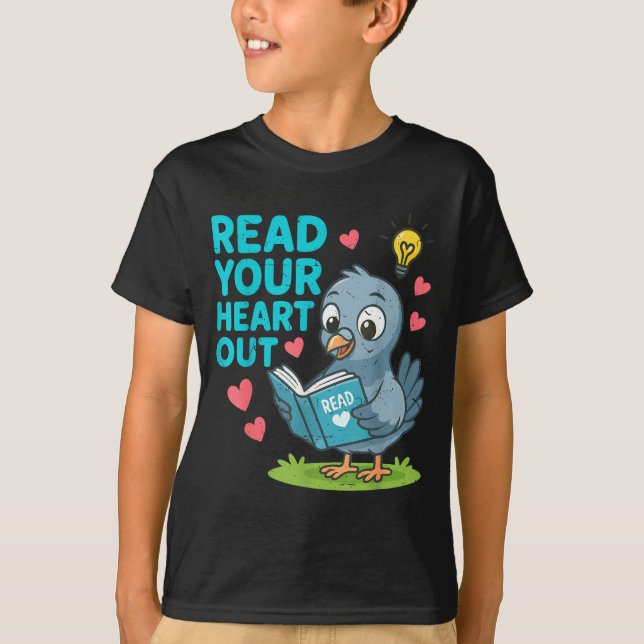 Camiseta Reading Teacher Valentine Day Read Your Heart Out  (Anverso)