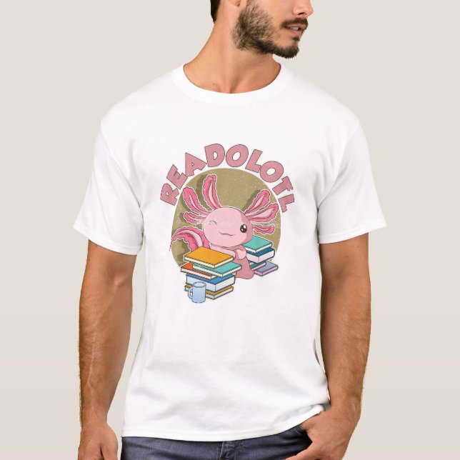 Camiseta Readolotl Bookworm Leer libro Nerd Amphibian Cut (Anverso)