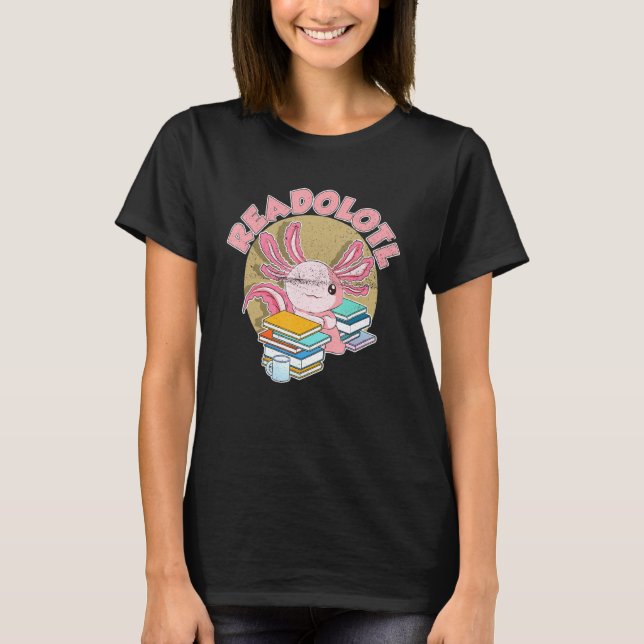 Camiseta Readolotl Bookworm Leer libro Nerd Amphibian Cut (Anverso)